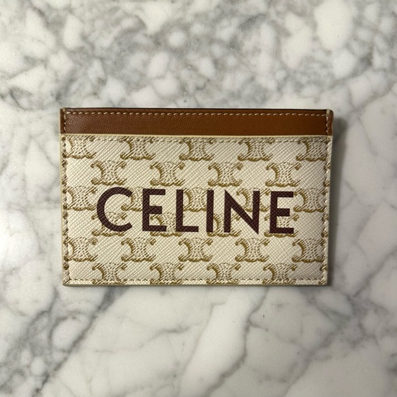 Celine White Triomphe Canvas Card Holder - Picture 1 of 3